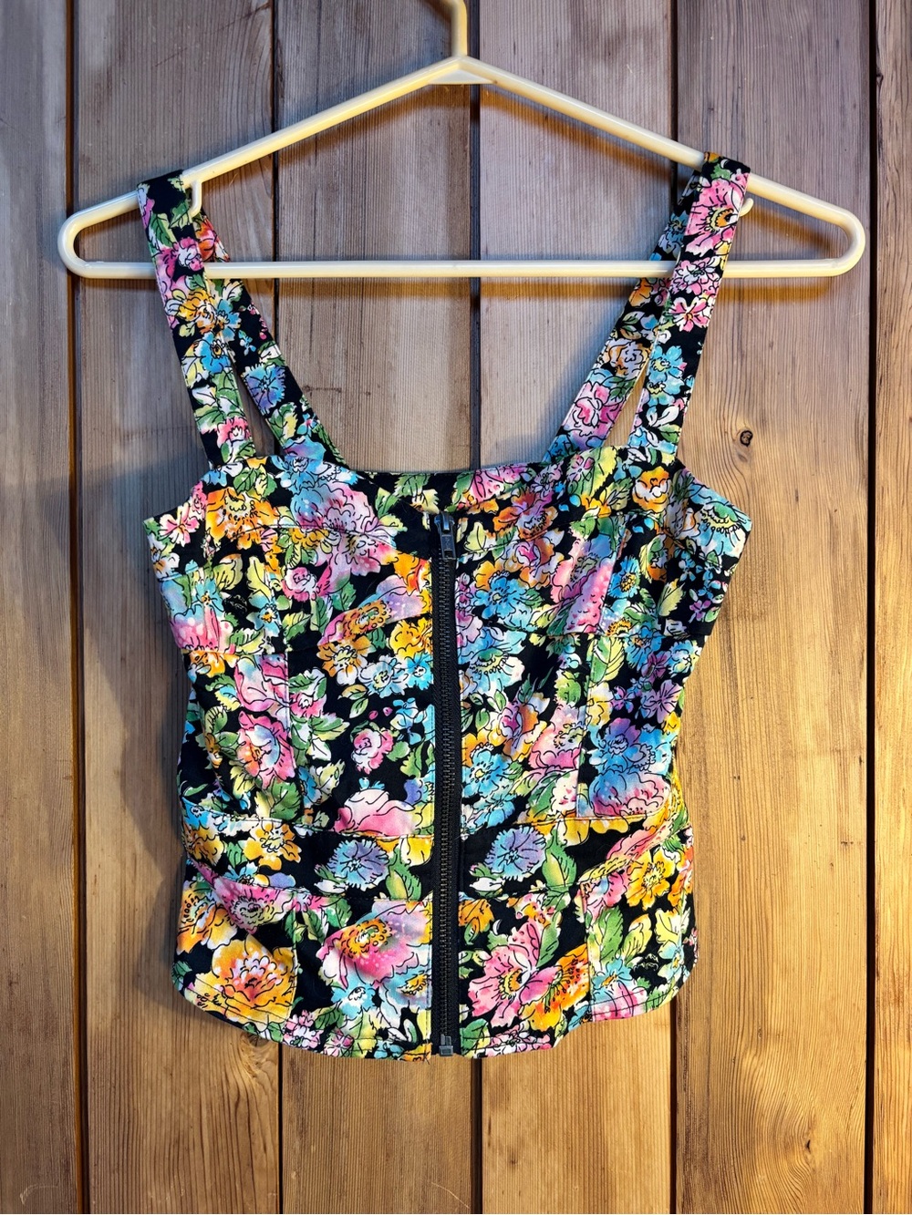 Vintage Vibe H&M Divided Floral Zipper Crop Top - Size 2